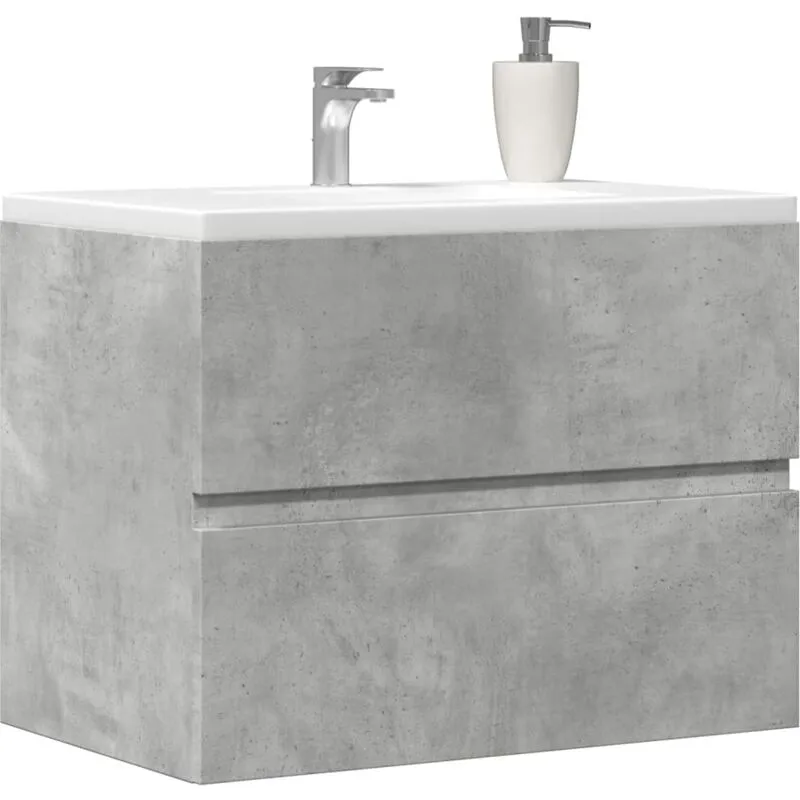 Armadietto da Bagno Grigio Cemento 60x38,5x45cm in Truciolato