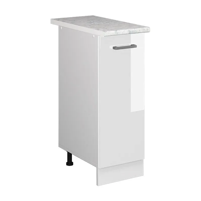 Armadio cucina dispensa alto R-Line, Bianco lucido, 30 cm , pl Marmo 