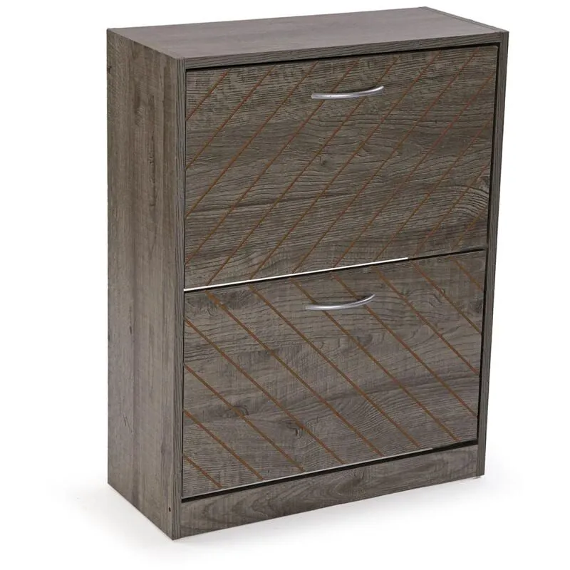 Versa - Scarpiera Niall in Stile Rustico, Misure (h x l x p) 74,5 x 57 x 24 cm, Grigio