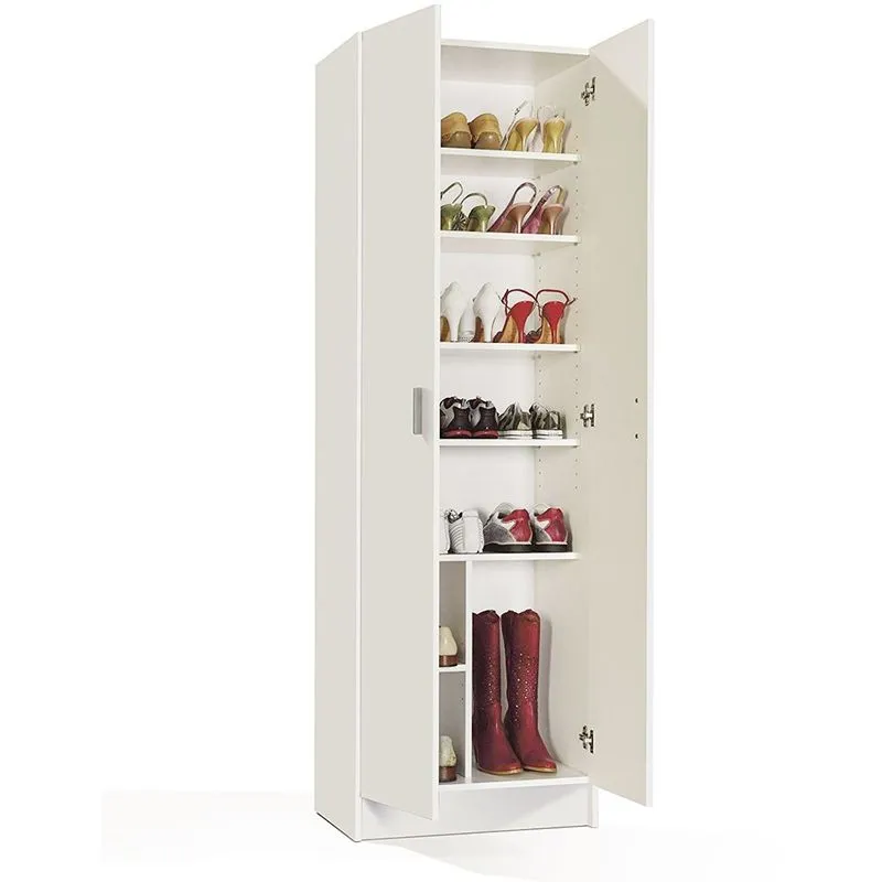 Armadio scarpiera multiuso armadietto mobile bagno casa garage 2 ante 8 ripiani BIANCO 59 X 37 X 180 cm 7146O