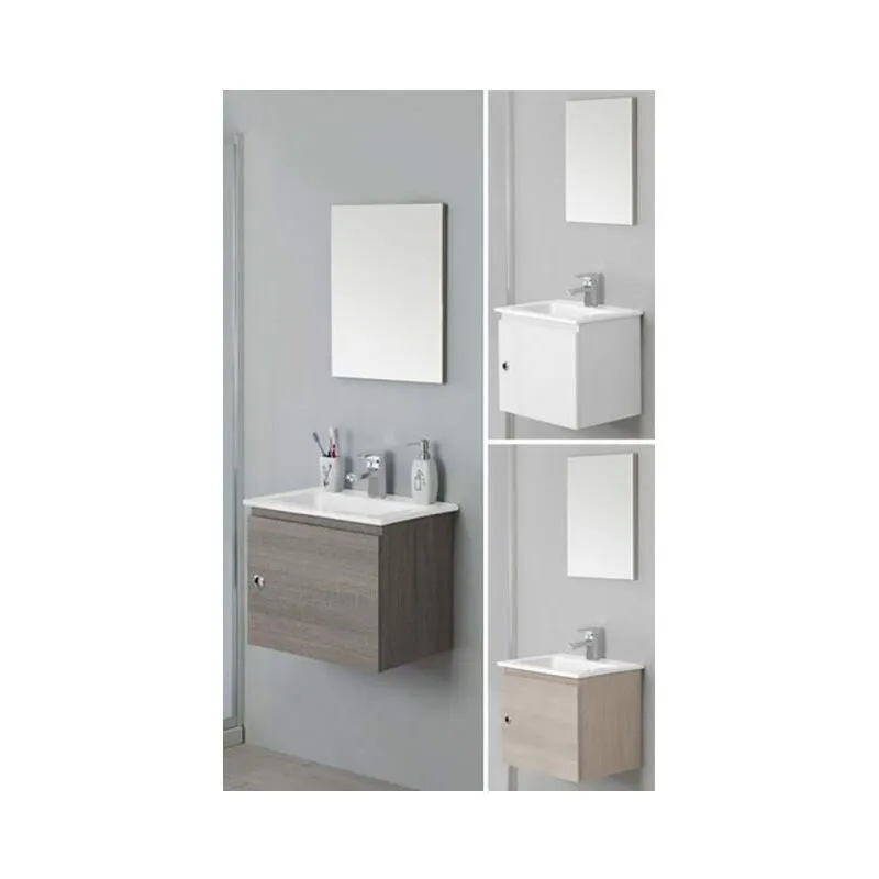 Bagno Italia Arredo bagno sospeso 50 cm mobile moderno rovere chiaro lavandino in ceramica