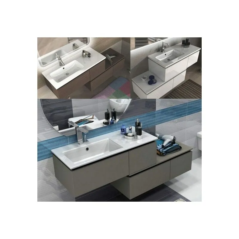 Bagno Italia - Arredo bagno sospeso moderno 100 cm + cassettiera 100 cm grigio talpa