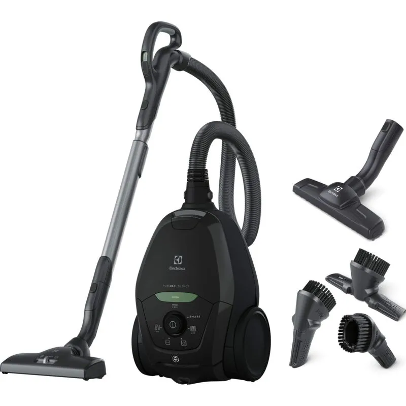  - PD82-GREEN Aspirapolvere con Sacco, Potenza max 600 w, Sistema Aspirazione AeroPro, 2 spazzole, Accessorio 3in1, Nera