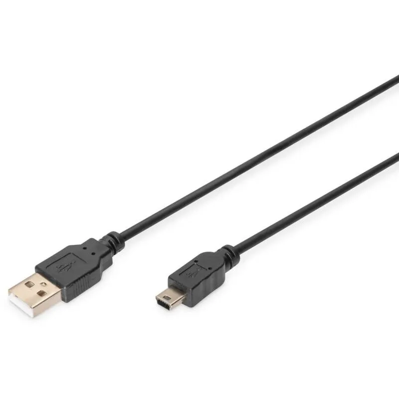 Digitus Cavo USB USB 2.0 Spina USB-A, Spina USB-Mini-B 1.00 m Nero tondo, doppia schermatura AK-300130-010-S