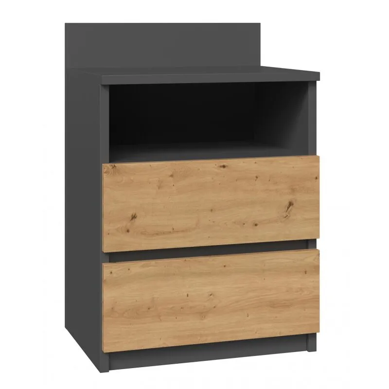 Aster T1 - Comodino con 2 cassetti - 59x40x32 cm - Comodino - Stile scandinavo