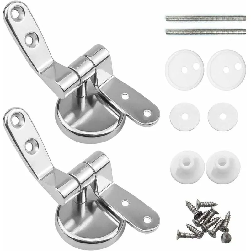 Attaches Charnière Abattant wc, Lot de 2 Charnières de Rechange pour Lunette de Toilette avec Fixations en Alliage de Zinc