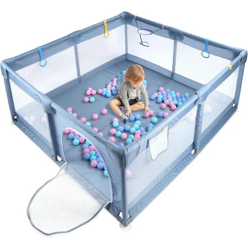 Aufun - Box per Bambini 130x130x66 cm, Centro Attività Portatile e Sicuro per Bambini, Box Colorato con Cancello, Recinto Extra per Interno ed