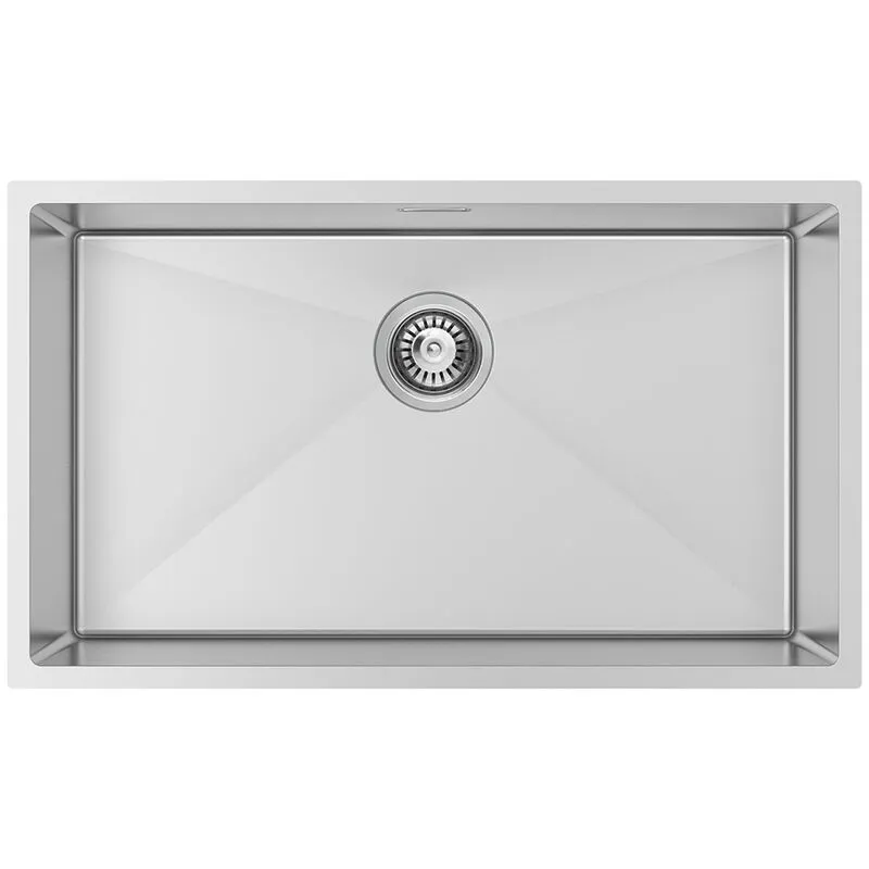 Auralum - Lavello Cucina 1 Vasca 70 x 44 cm Lavandino Lavello Incasso in Acciaio Inox con Troppopieno e Sifone, Senza Piombo, Protezione Ambientale