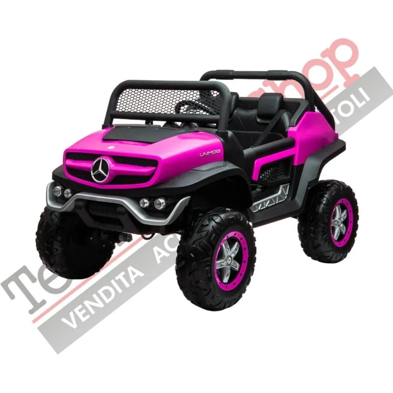 Auto Elettrica per Bambini Mercedes Unimog 12V 2 Posti Monitor Touchscreen Mp4-Rosa