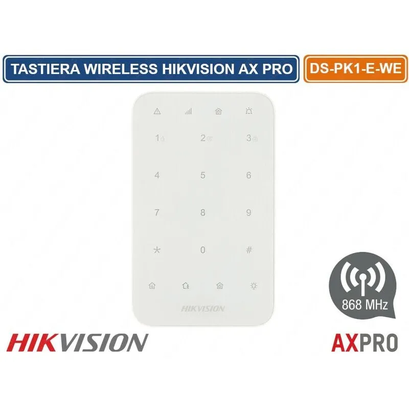 Tastiera led wireless 868MHZ interna tasti a sfioramento Hikvision ax pro