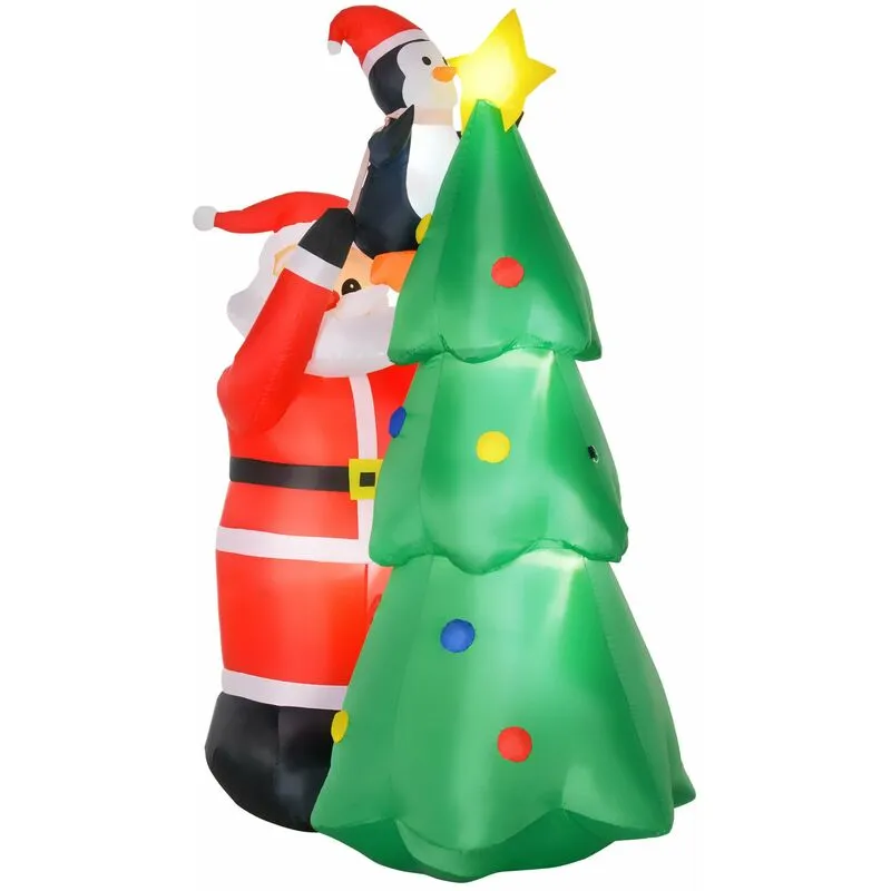 Babbo Natale Gonfiabile H184 cm con Albero e Pinguino