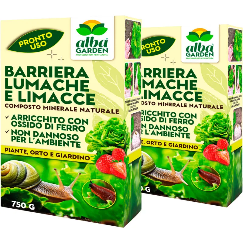 Albagarden - Barriera Naturale per Lumache e Limacce Protezione Bio per Piante con Ossido di Ferro, Disidrata e Allontana i molluschi infestanti,