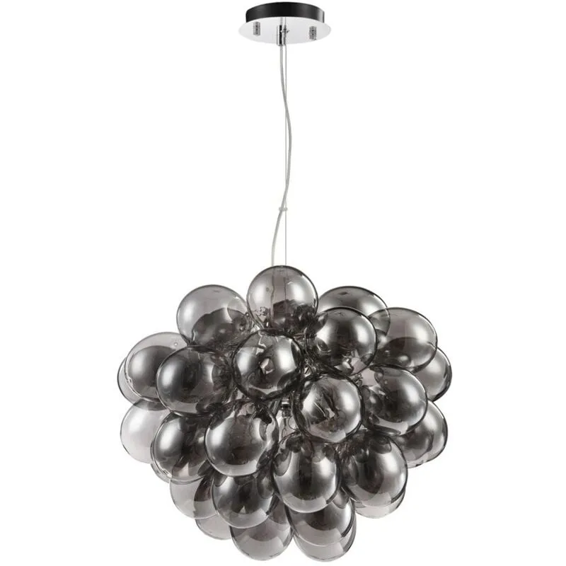 Maytoni - Lampadario Contemporaneo Baldo Metallo Nichel 8 Luci Diffusori Fume