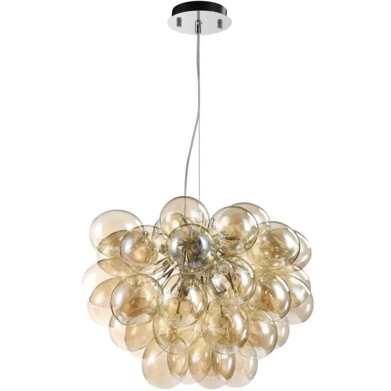 Maytoni - Lampadario Contemporaneo Baldo Metallo Nichel 8 Luci Diffusori Cognac