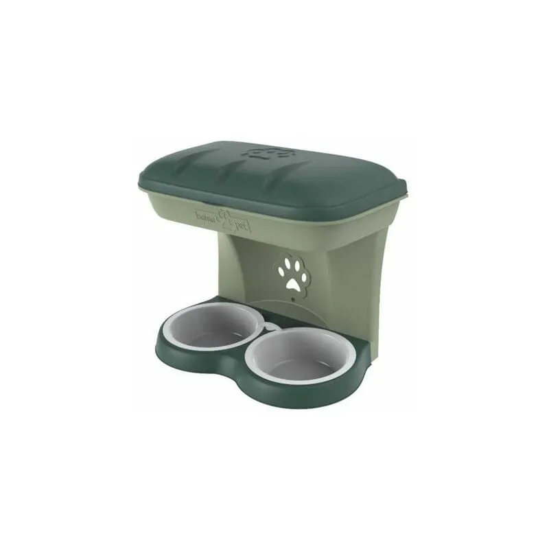 Ciotola Doppia per Cani Sospesa con Scomparto  Food Stand Maxi Verde - 19046