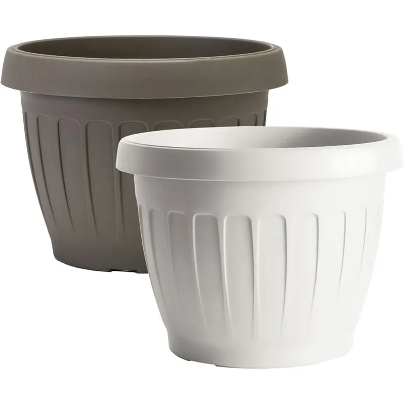 Bama Vaso Da Terra In Plastica Rotondo 30 Cm Colore Bianco