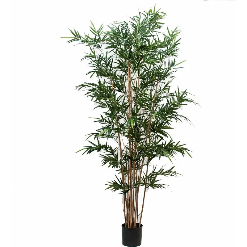 Bamboo Royal Artificiale a 7 Diramazioni con Vaso Altezza 210 cm Verde