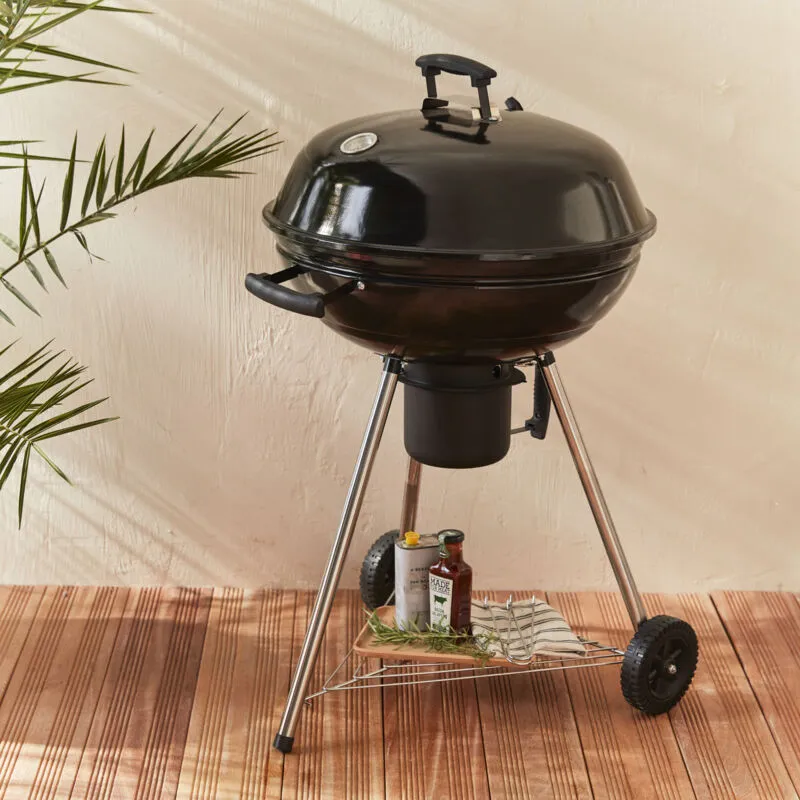 Barbecue a carbonella Ø57cm - Georges smaltato nero - Barbecue con aeratori, smaltato, affumicatore raccogli cenere - Nero