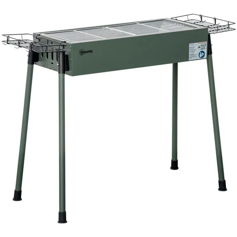 Barbecue a carbonella con 2 griglie e cestini laterali 77X30X70CM verde