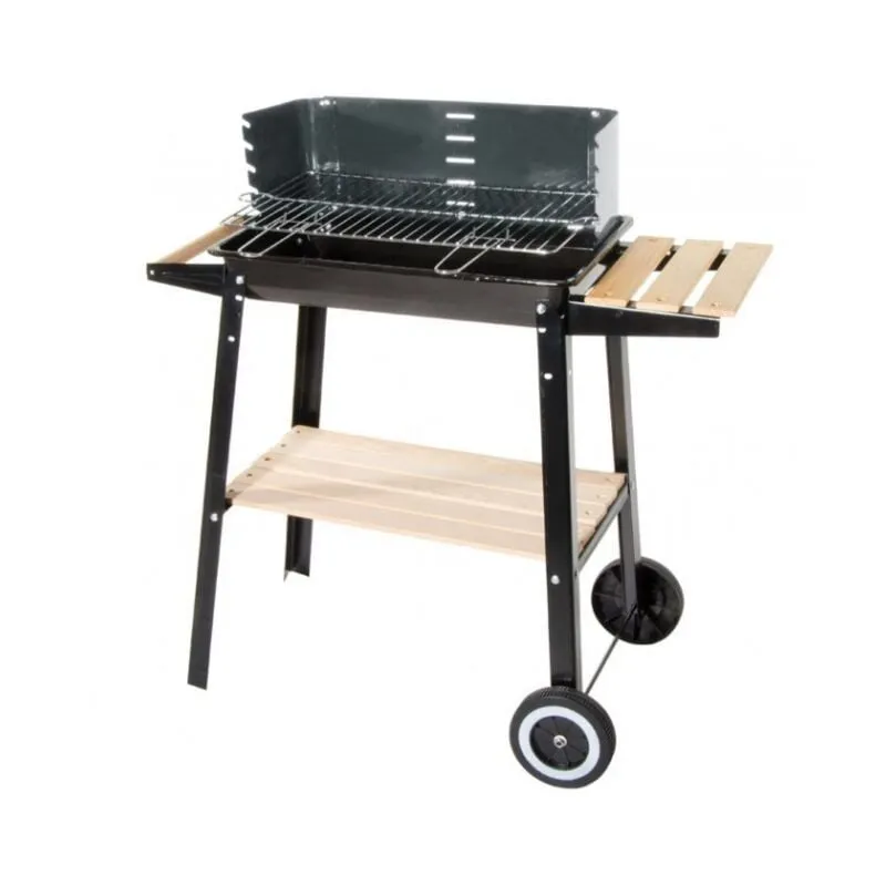 Barbecue a carbonella in acciaio nero 83,5x41/46x86 cm con carrello - Sacile