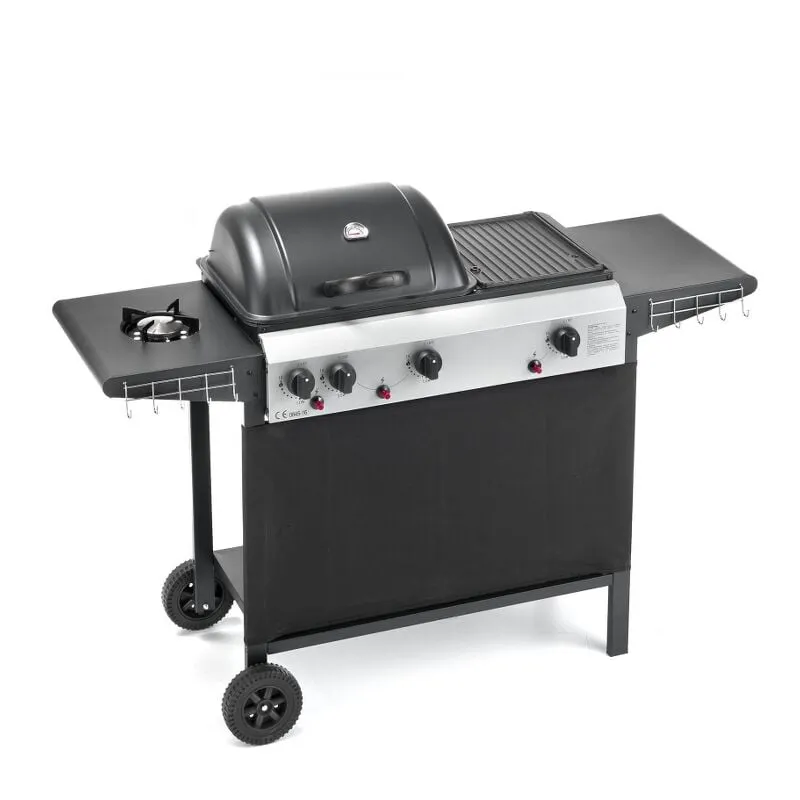  - 4080 Barbecue Gas Piastra 26x34cm Graglia 46x34 Scalda Cibo 40x14.5cm