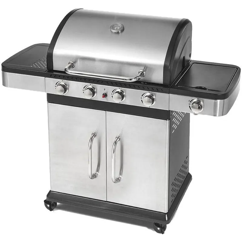 Barbecue a gas 4 fuochi+fornello laterale bbq coperchio indianapolis 5 