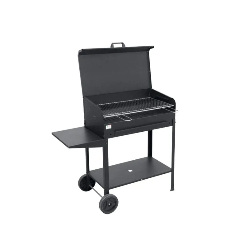  - barbecue artigianale a carbone carbonella 100x40x90 cm coperchio con ruote 657