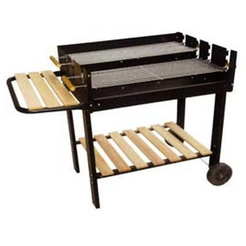 Lapillo - barbecue rettangolare con ripiani legno 'texas' - bracere CM.75X50