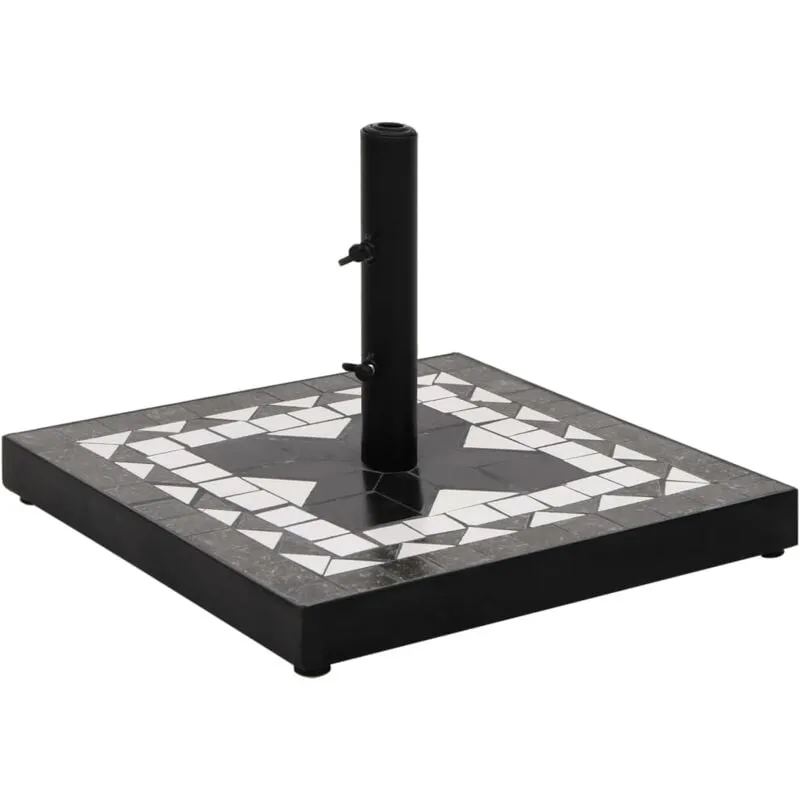 Base per Ombrellone Nero e Bianco Quadrata 12 kg - Vidaxl