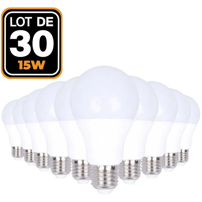 30 lampadine led E27 15W bianco caldo 3000K ad alta luminosità
