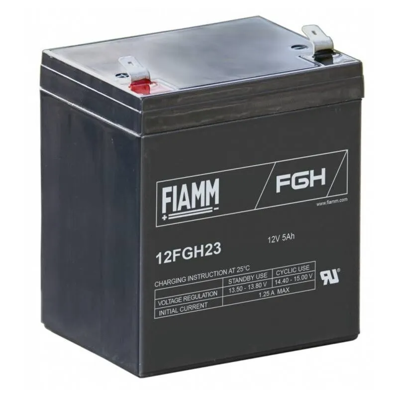 Batteria al piombo ermetica 12V 5Ah con faston 6,35mm Fiamm 12FGH23