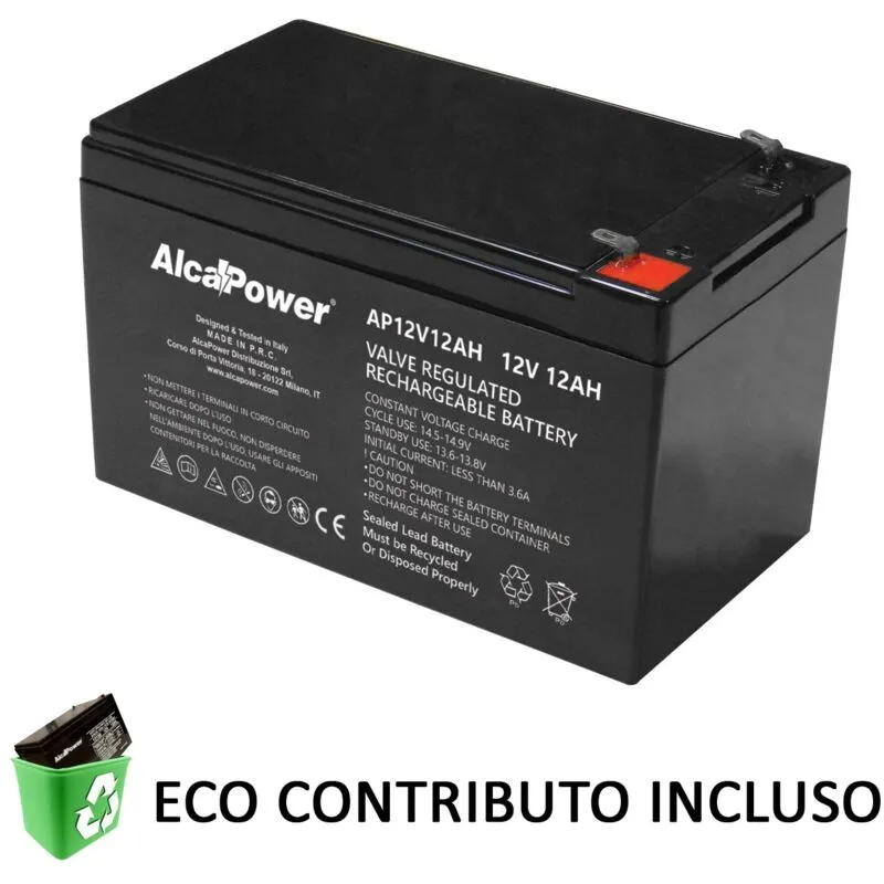 Alcapower - Batteria al piombo da 12v 12ah ricaricabile per ups e illuminazione di emergenza