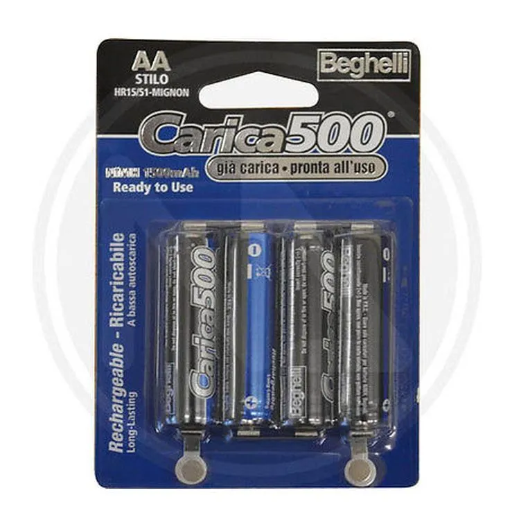 batteria BATTERIE RICARICABILI MINISTILO AAA- 1,2 VOLT- BEGHELLI CARICA 500