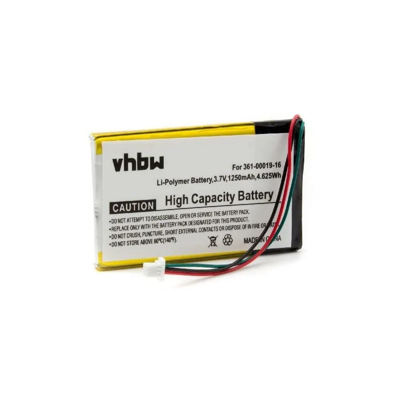 Batteria compatibile con Garmin Edge 705, 605 navigatore gps (1250mAh, 3,7V, Li-Poly) - Sostituisce 361-00019-12 - Vhbw