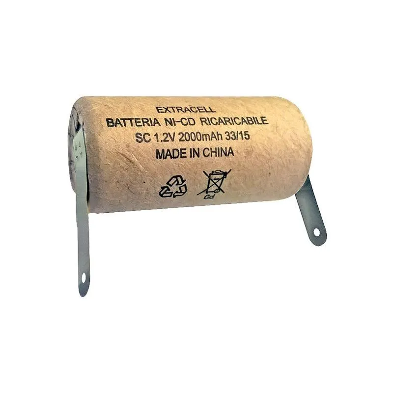 Mm_unverified_brand - Batteria ricaricabile Ni-Cd sc 1,2V 2000mAh con rivestimento in cartone e linguette a saldare