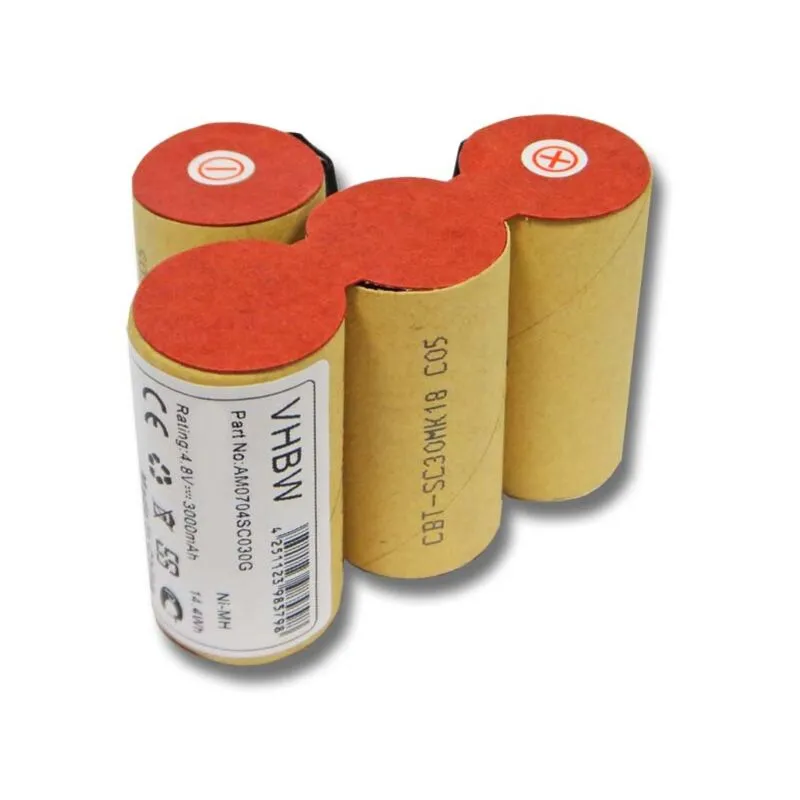 Batteria vhbw Ni-Mh 3000mAh (4.8V) per Vileda AS-193E9A sostituisce 4SC3000.