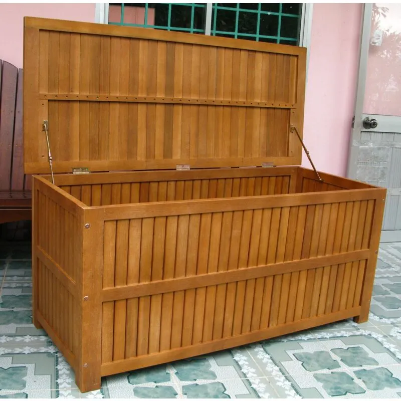 Gardeness - Baule cassapanca con doghe in legno di acacia 130x55xH59 cm Honey Box