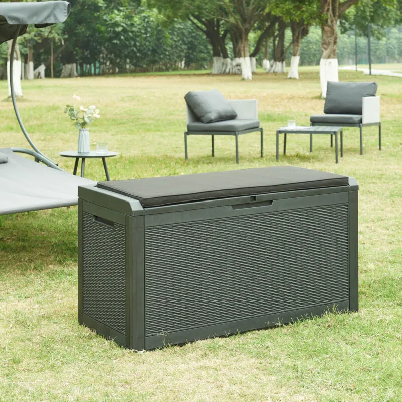 Casa.pro - Baule da Esterno Atella Cassapanca - Nero effetto Rattan