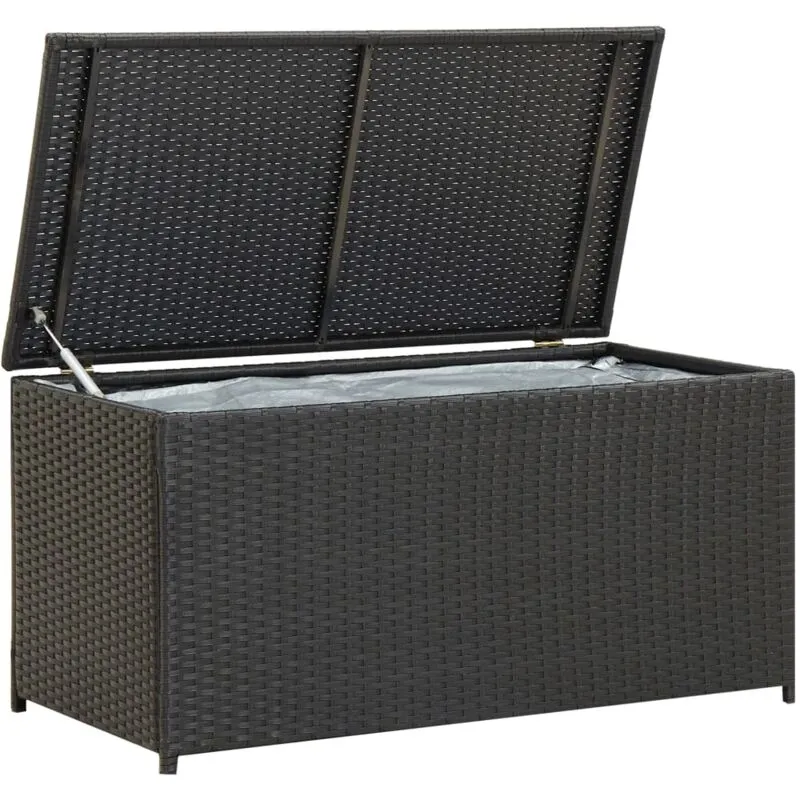 Baule da Giardino in Polyrattan 100x50x50 cm Nero - Vidaxl