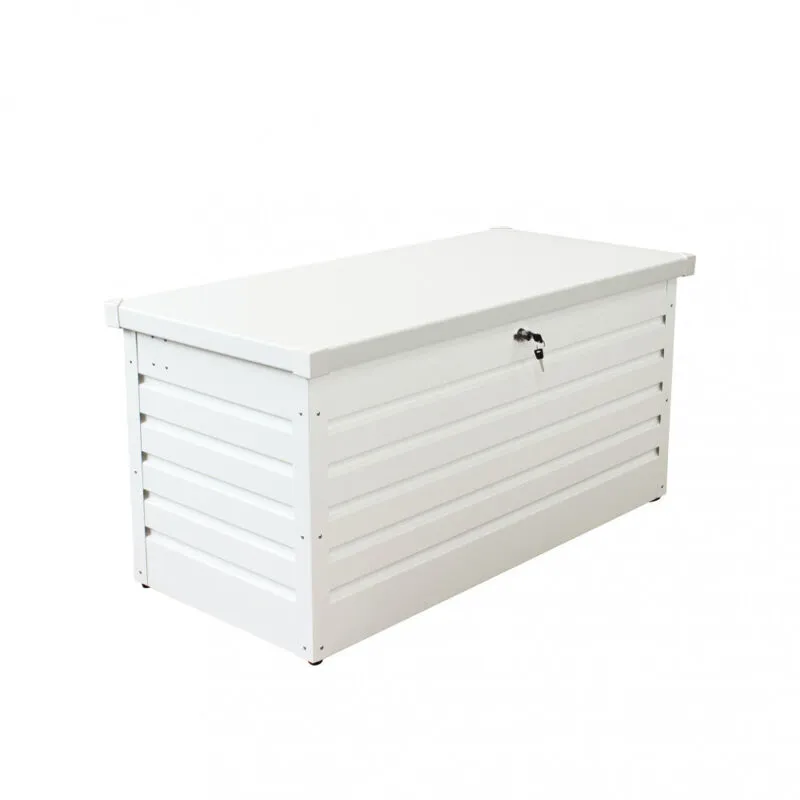 Baule moderno da esterno in alluminio 130x60 cm con serratura Steel Magic - Bianco