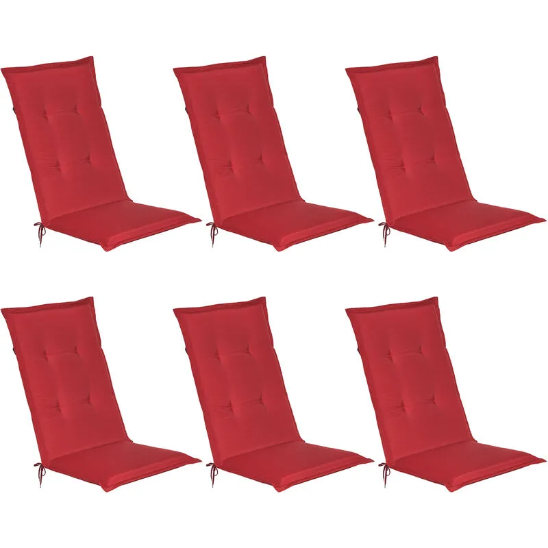 Loft hl Set di 6 Cuscini per Sedia a Sdraio 120x50x6cm Rosso - Beautissu