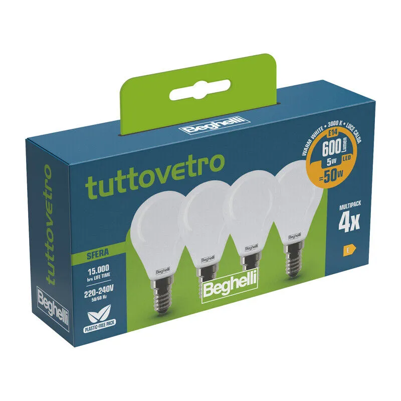 Beghelli Led 58056 Sfera E14 W5 Ca3000k Set 4 Cf 10