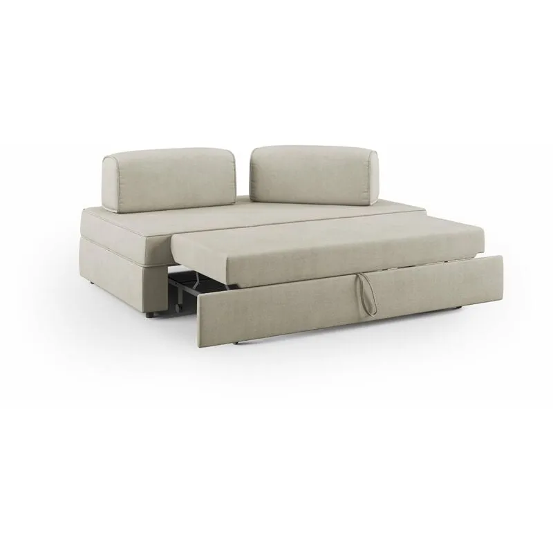 Liberty Divano con schienali movibili T02 Panna 180 cm con pouf