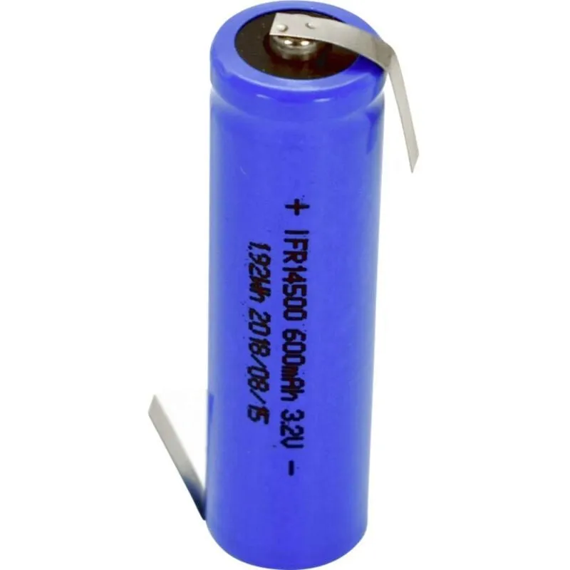 Beltrona FR14500HBG Batteria ricaricabile speciale 14500 linguette a saldare a Z LiFePO 4 3.2 V 600 mAh