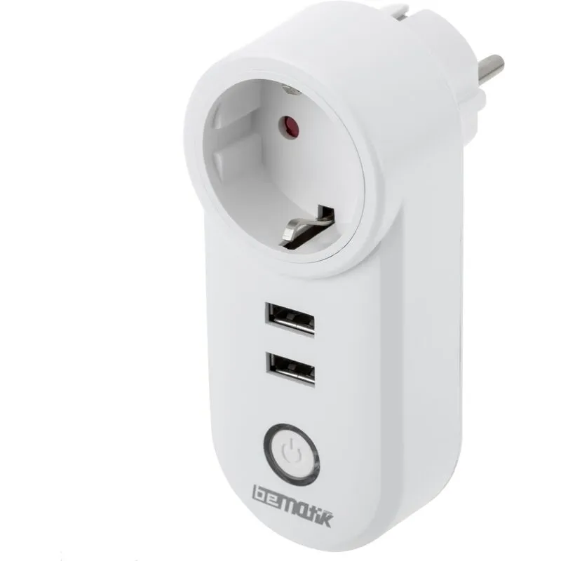 Bematik - Smart Plug 16A 3680W WiFi Bianco con due porte usb compatibili con Google Home, Alexa e ifttt