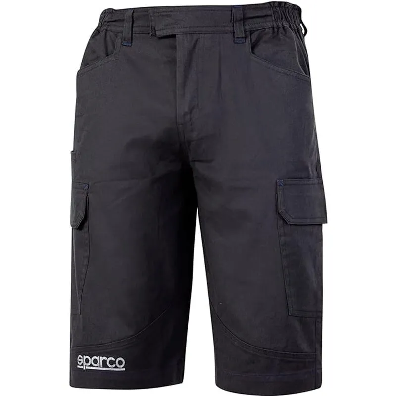 Sparco - bermuda cargo multitasca da lavoro grigio Tg.XL in cotone elasticizzato con elastici per uomo Grigio xl