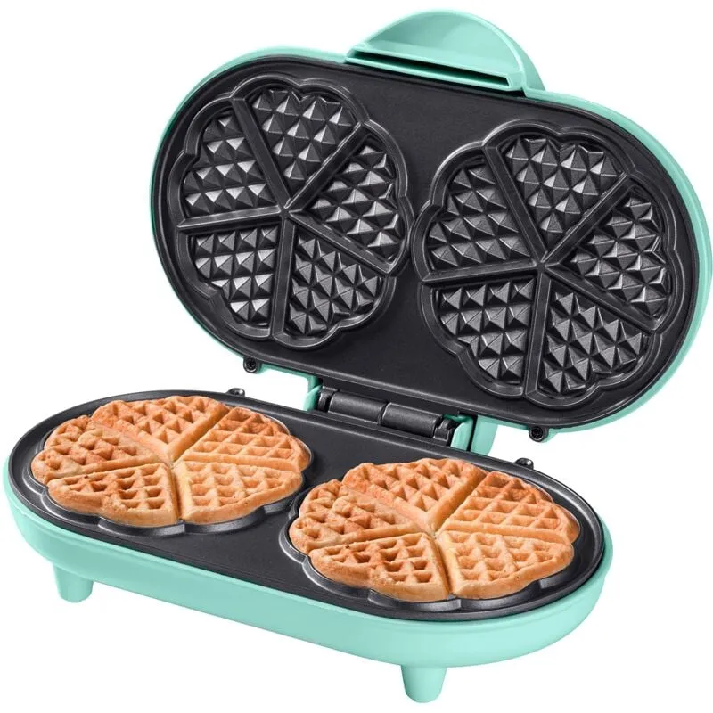  Waffle Maker, piastra per waffle doppio a forma di cuore, macchina per waffle con antiaderente & indicatoro luminso, collezione Sweet Dreams,