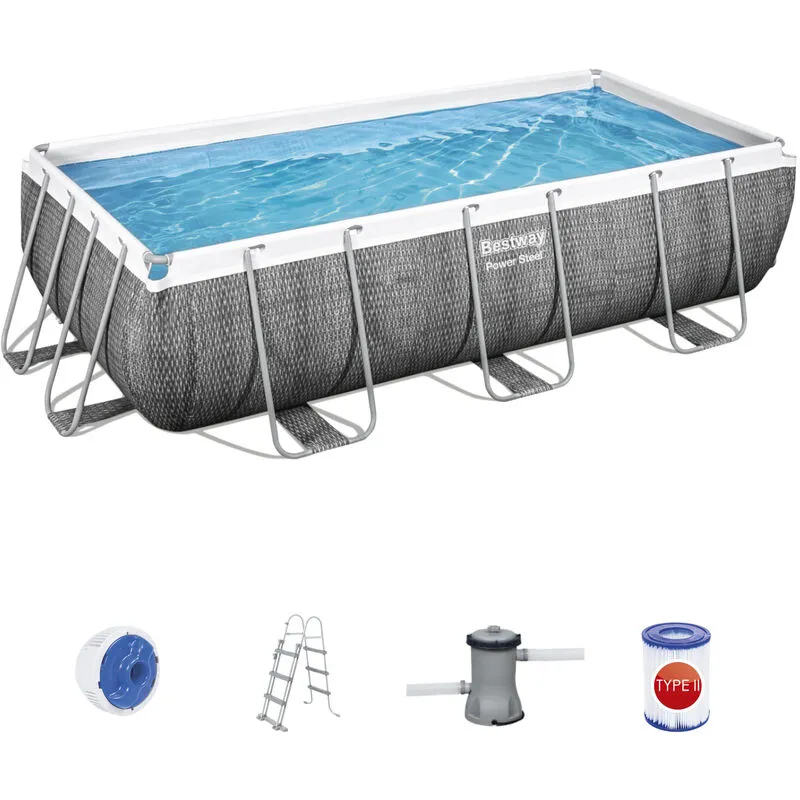  - 56721 Frame Pool Power Steel 404x201x100cm Piscina Pompa Scaletta Set