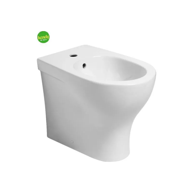 Bidet a terra filo parete in ceramica bianca serie pratica Azzurra