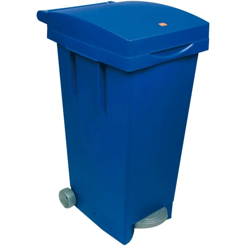 Bidone con ruote e pedale per raccolta differenziata 80Lt Blu  Blue